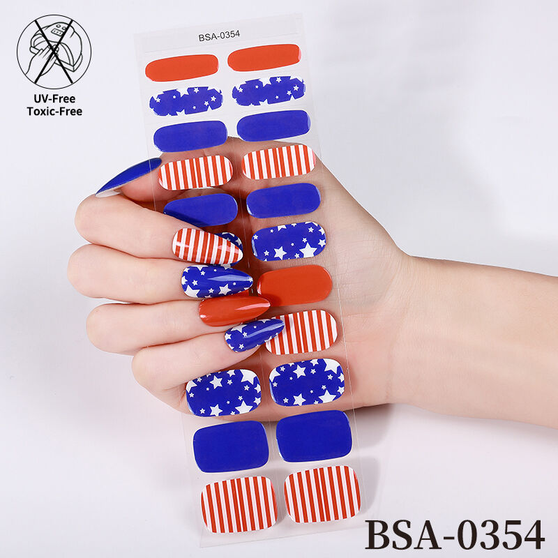 Zhengxiang 3D Waterproof UV Free NO Bake Cured Gel Nails Patch Long Lasting Self-Adhesive UV Gel Nail Stickers & Wraps