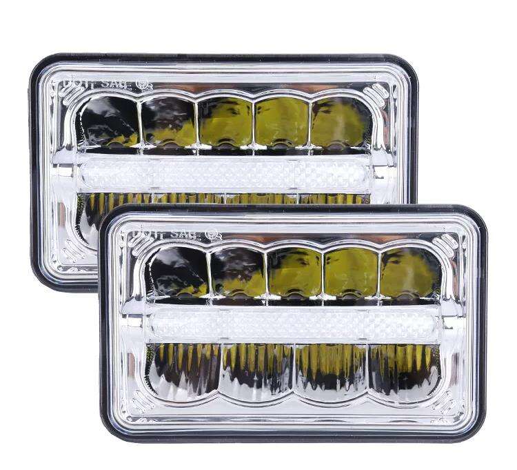 Kualiti tinggi 4x6 Inch lampu depan Truk Lampu depan Square Hi / Lo Led Segel Sinar Lintang Lintang Lintang Lintang Lampu depan LED Kereta Api Putih DRL