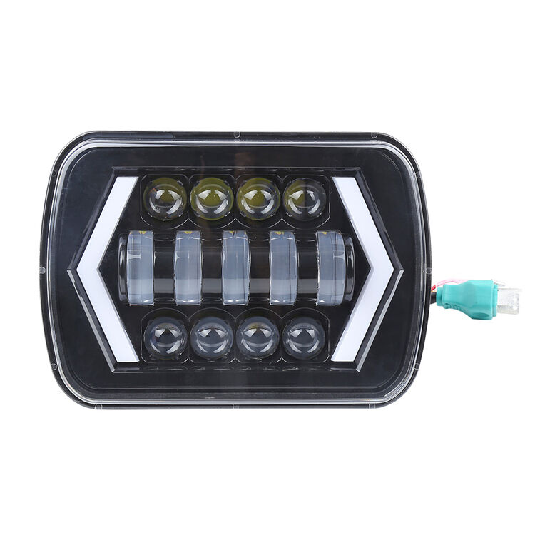 Phares à LED halo 7X6 pouces Phares à LED carrés 5X7 avec flèche de profondeur DRL Allumez le feu de signalisation Convient aux camions Jeep Wrangler XJ YJ Sedans GMC