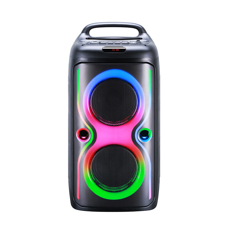 HS-TD0608D Popular Dual 6.5 Inch 40W Home Disco Music System Sound Speaker Back Pack Style Portable BT Speaker with Wireless Mic