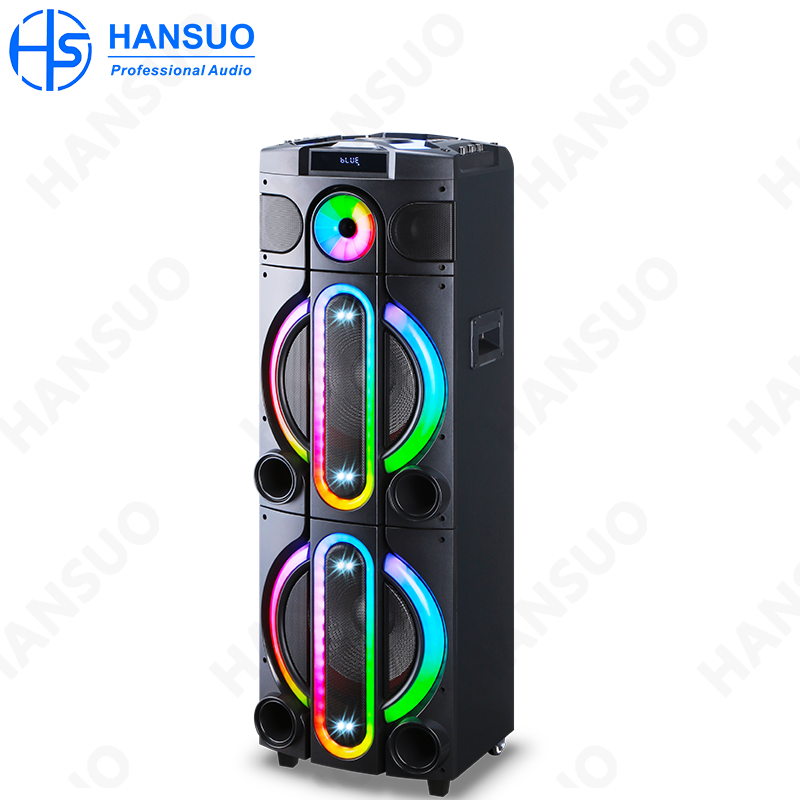 Manufacturer HANSUO Private Mould Multifunctional Audio HS-TD12V8 Powered of 100W Double 12 Inch Woofer and Single Tweeter