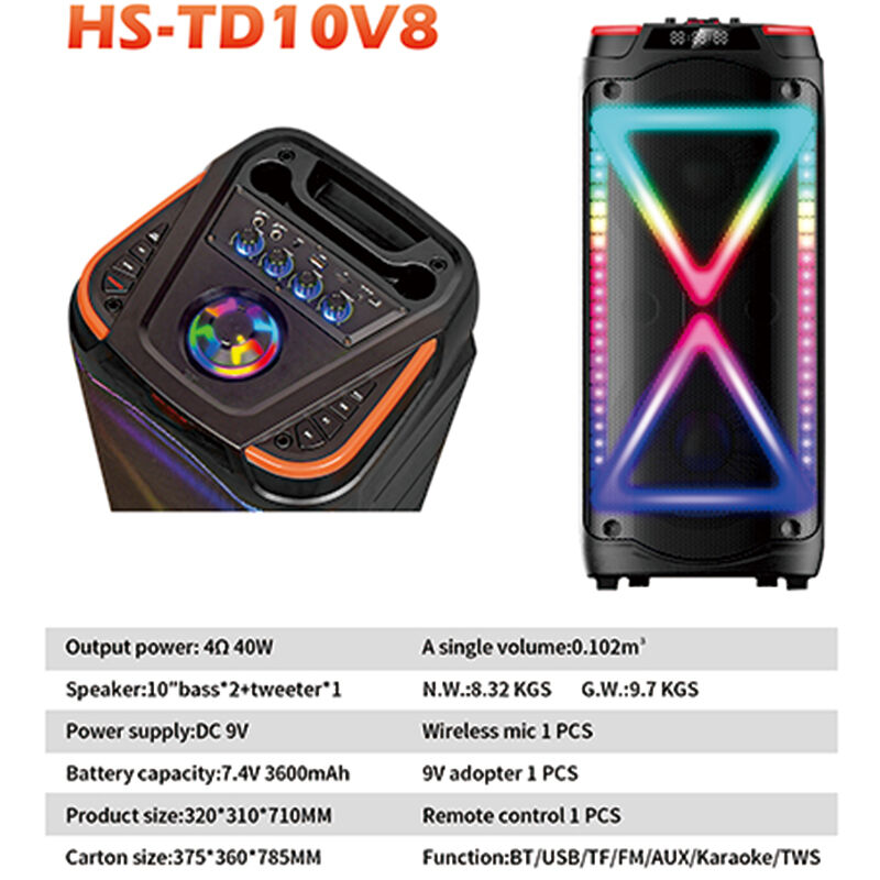 Manufacturer HANSUO Private Mould Multifunctional Audio HS-TD10V8 Powered of 60W Double 10 Inch Woofer and Single Tweeter supplier