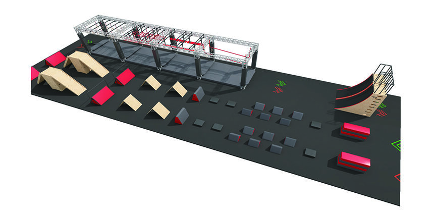 Ninja warrior training steel truss system Ground-based course