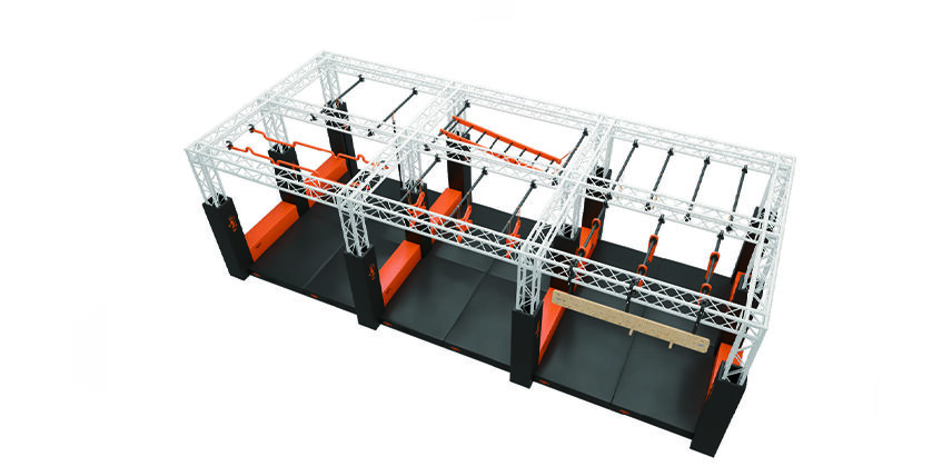 Indoor ninja warrior kids obstacle course with steel structure