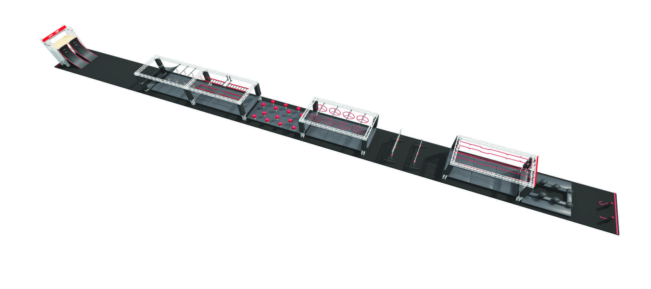 Nuwe ontwerp Amerikaanse obstakelbanne speletjies Amerikaanse ninja warrior uitrusting