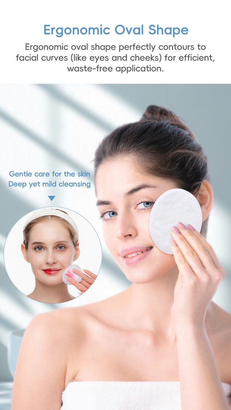 Великі ватні диски з бавовни (50 шт.) — ватні тампони без ворсу для обличчя та зняття макіяжу | Ватні диски для обличчя з хвилястим тисненням для очищення та пілінгу | Гіпоалергенні, виготовлені з 100 % чистої бавовни