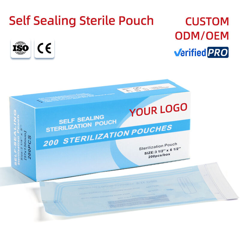 Selvtilspændende steriliseringsposer med farveændrende indikator