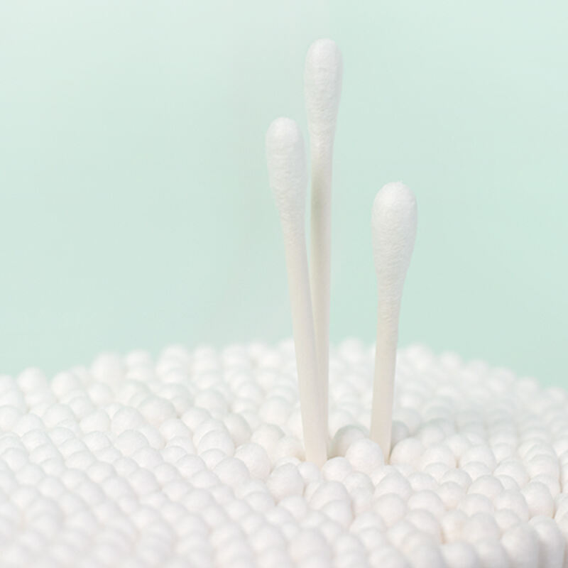 100% Biodegradable Bamboo Cotton Swabs Pointed Spiral Heads Natural Sustainable Makeup Remover Buds Absorbent Cotton Material