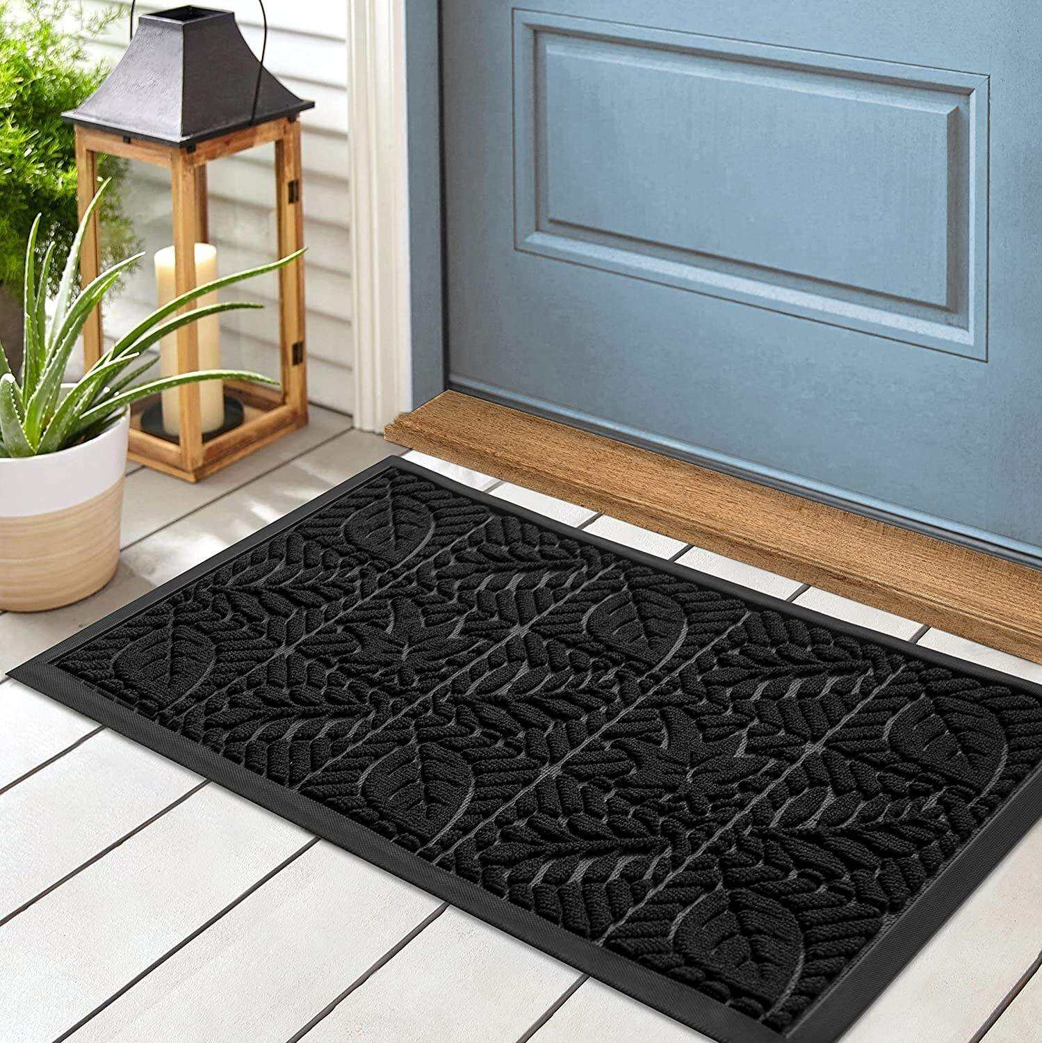 Luxury Polypropylene Loop Velvet Door Mat - Embossed Rubber Backing Non-Slip Outdoor Welcome Mat for Entryway