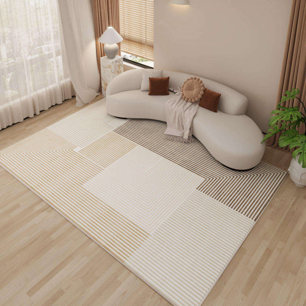 Geometric Modern Living Room Carpet - Rectangular Rug for Bedroom, Fluffy Floor Mat, Plush Area Rugs for Stylish Home Decor