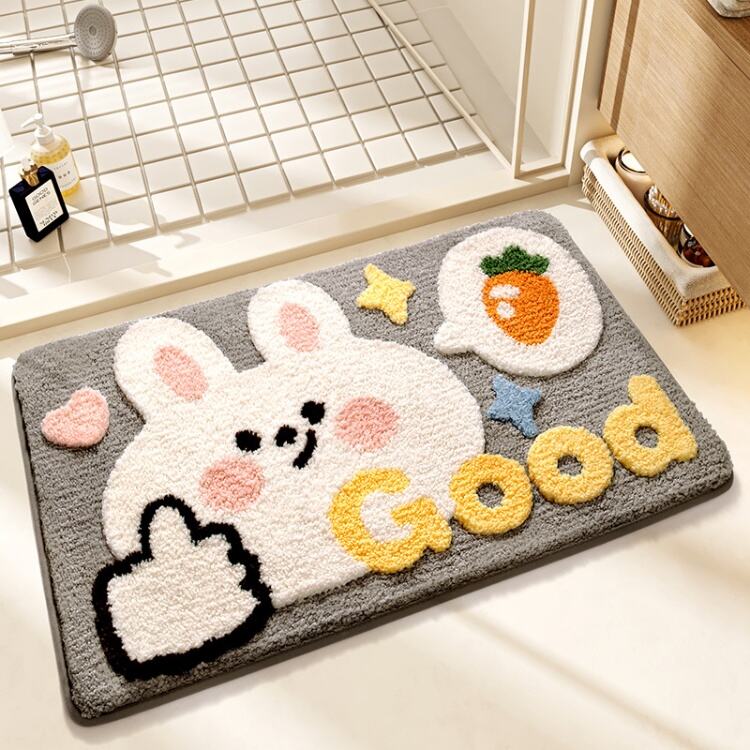 Custom-Made Cute Cartoon Rabbit Luxury Bath Mat - Plush Shaggy Microfiber Absorbent Rug for Bathroom and Living Room factory