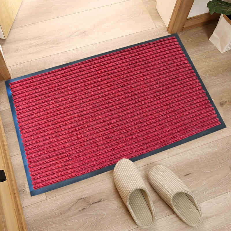 Double Striped PVC Super-Microfiber Door Mat - Non-Slip, Washable Entrance Floor Mat, Shoe Cleaning Rug for Home, Ideal for Bedroom, Living Room, and Entrance manufacture