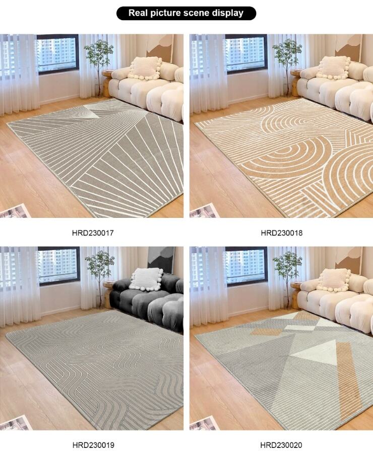 Pet-Friendly Faux Cashmere Rug - Modern Beige and White Living Room Carpet, Soft Area Rug for Stylish Home Decor factory