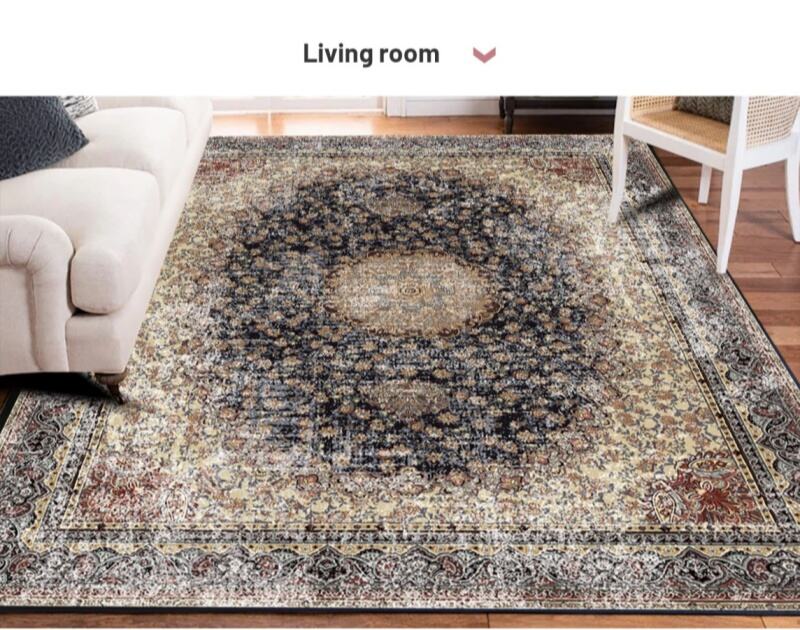  Vintage Persian Design Carpet - Black Living Room Rug, Luxurious Handwoven Area Rug for Elegant Home Decor manufacture