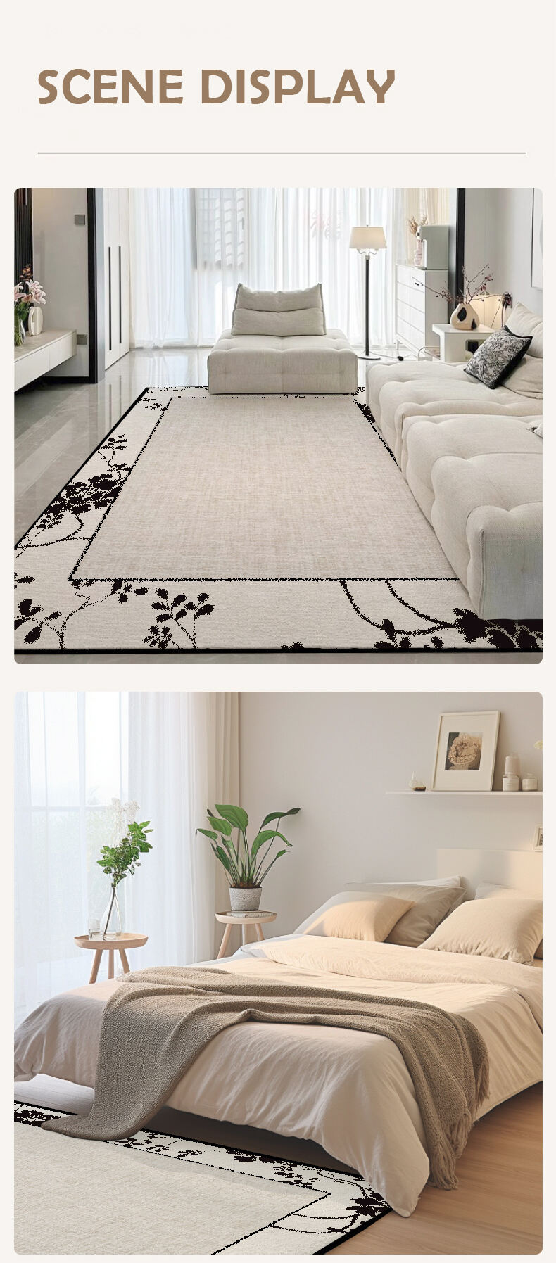 Digital Printed Geometric Rug - Luxury Cream Style, Large Living Room Carpet, Plush Area Rug for Modern Home Decor supplier