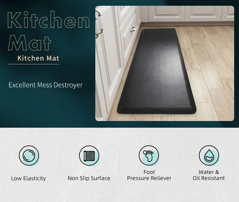 Anti-Fatigue Kitchen Mat with Super-Microfiber Cushion - Waterproof Non-Slip PVC Door Mat, Ideal Floor Mat for Kitchen, Home Office, and Entrance Areas manufacture