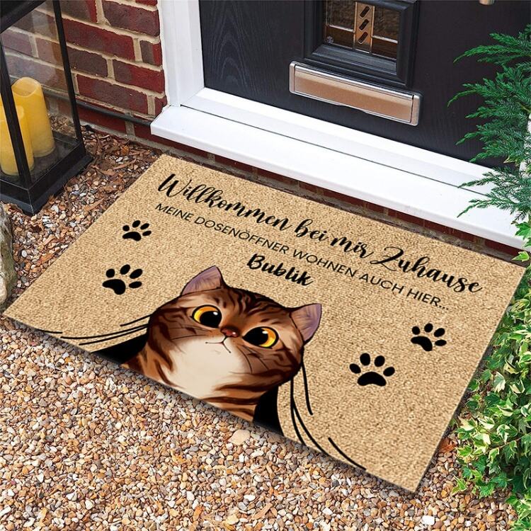 Cartoon Animal-Themed Entrance Door Mat - Cute Dog and Cat Design Floor Mat for Home, Decorative and Durable Door Rug details