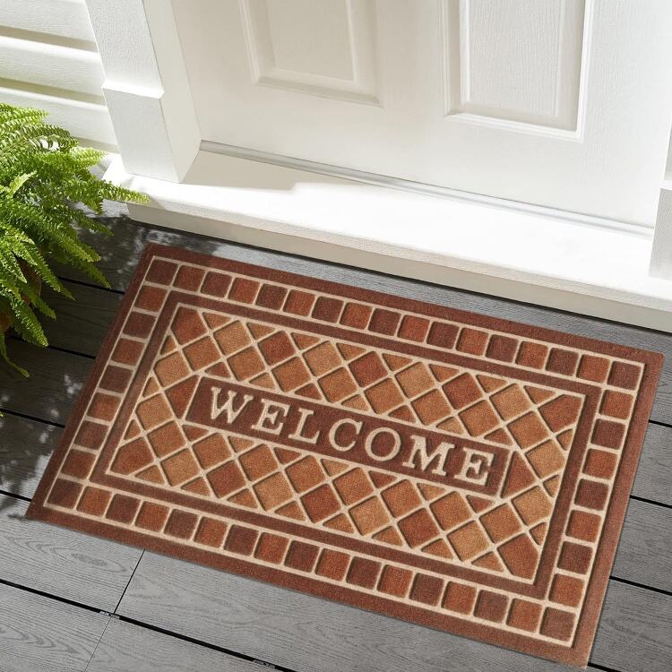 Durable Home Decorative Brick-Patterned Door Mat - Rubber Backed Non-Slip Entrance Mat, Stylish and Practical Door Rug for Indoor and Outdoor Use details