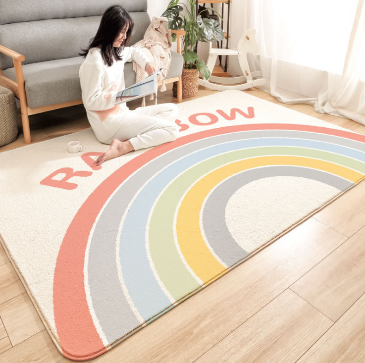 Hot Sale: Soft Kids Rainbow Play Mat - Large Baby Floor Mat for Home Decor, Multi-Purpose Bathroom Floor Mat