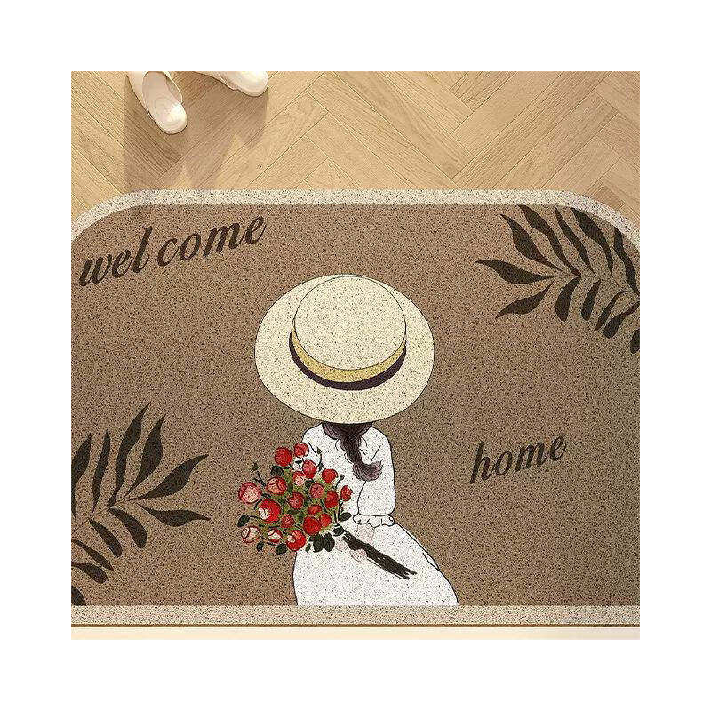 Household PVC Roll-Up Entrance Door Mat - Silk Ring Anti-Slip Dust Removal Mat, Customizable Size for Home