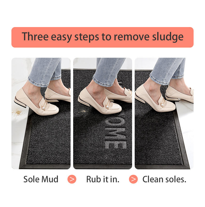 Hot Selling Anti-Slip Home Entrance Mat - Grey Rib Front Door Mat with Outdoor Rubber Backing, Super-Microfiber Door Rug, Ideal Floor Mat for Indoor and Outdoor Use manufacture