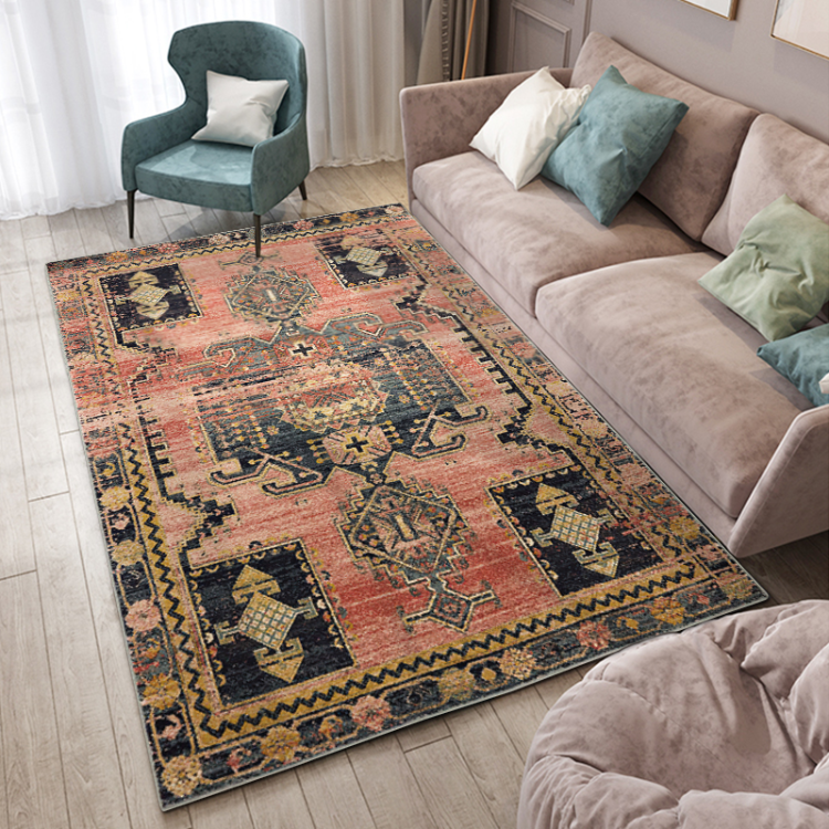 Custom Soft Persian-Style Living Room Rug - Anti-Slip, Machine Washable, Foldable Area Carpet for Home Decor details