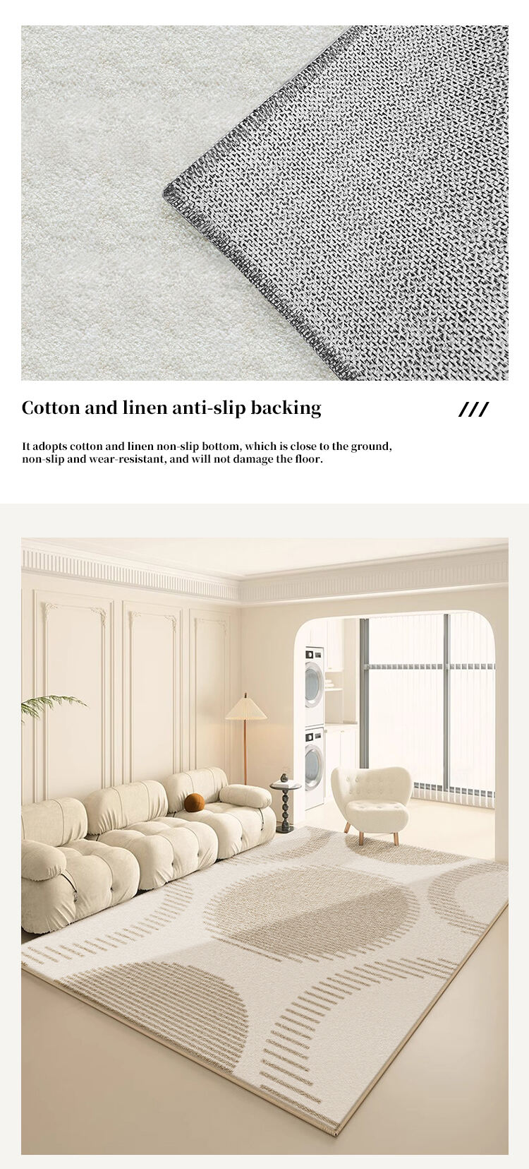 New Design Soft Beige and Warm Grey Living Room Carpet - Large Neutral Area Rug, Cream Rug for Modern Home Decor supplier