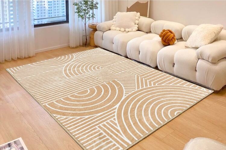 Pet-Friendly Faux Cashmere Rug - Modern Beige and White Living Room Carpet, Soft Area Rug for Stylish Home Decor manufacture