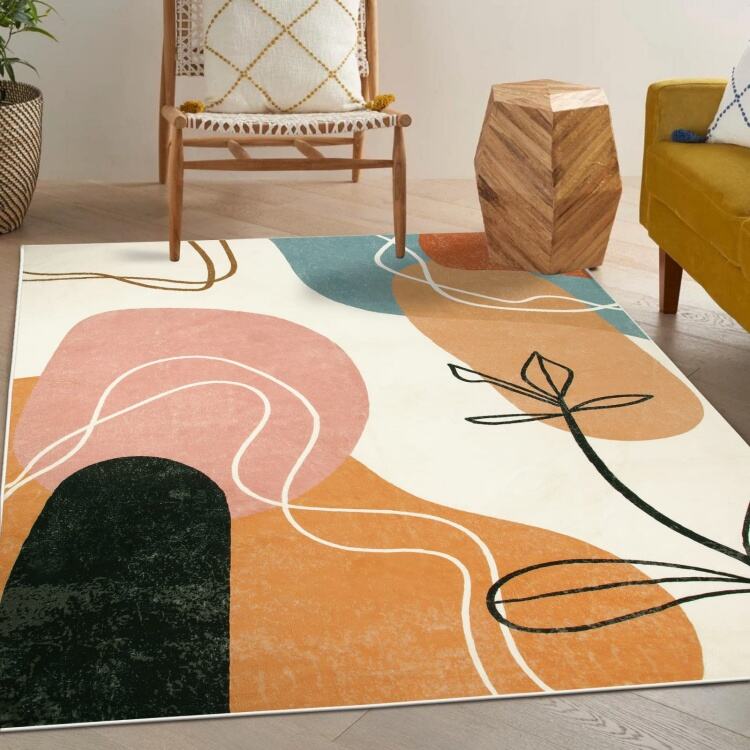 Low Pile Printed Carpet - Non-Slip Lightweight Living Room Rug, Machine Washable Area Rug for Easy Home Maintenance factory