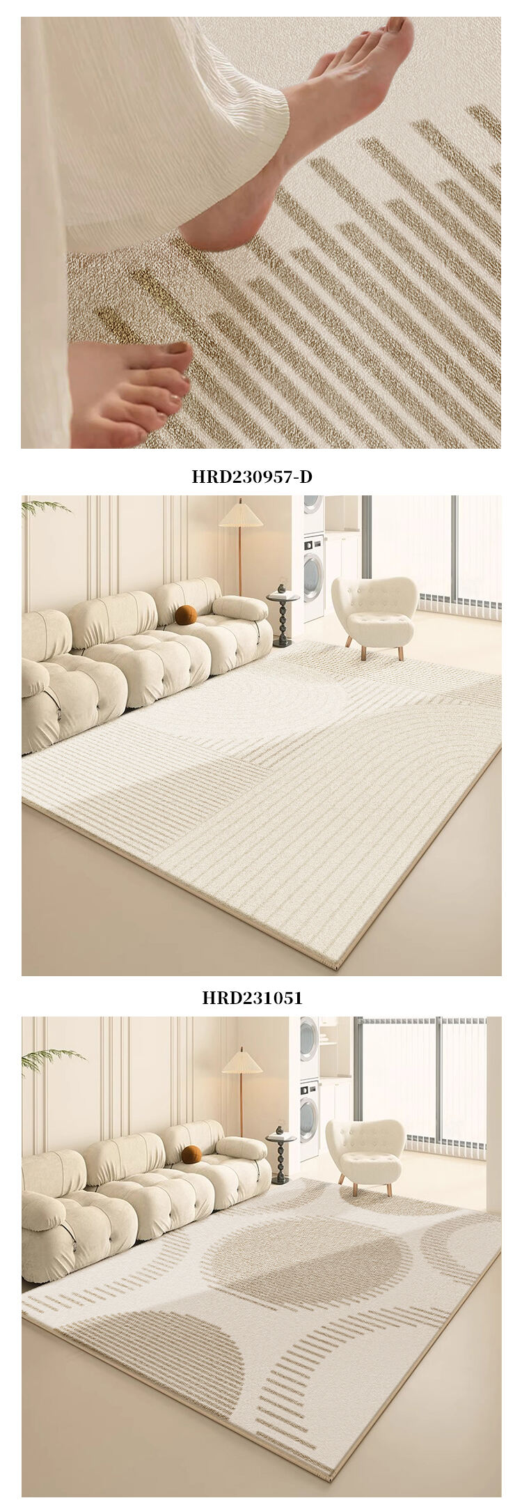 New Design Soft Beige and Warm Grey Living Room Carpet - Large Neutral Area Rug, Cream Rug for Modern Home Decor details