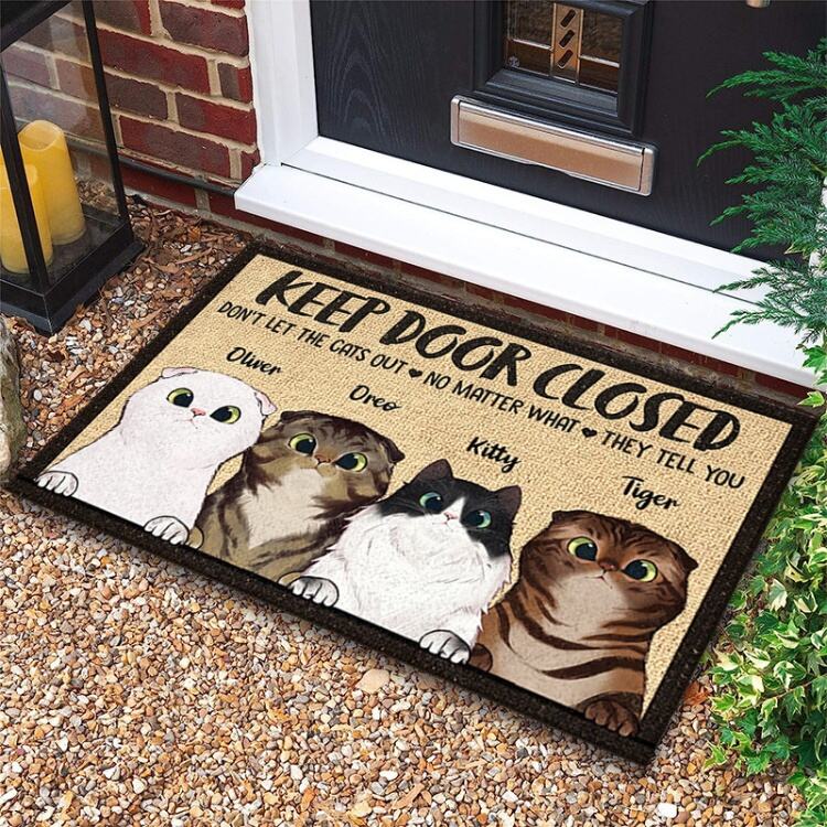 Cartoon Animal-Themed Entrance Door Mat - Cute Dog and Cat Design Floor Mat for Home, Decorative and Durable Door Rug details