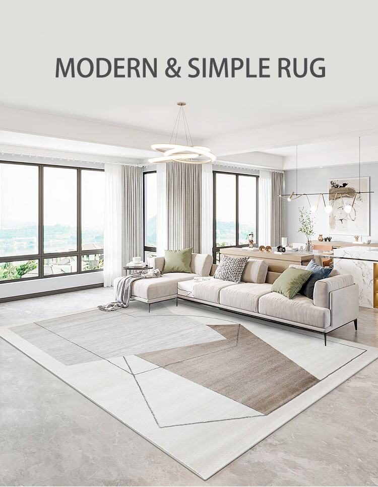 Creamy White and Brown Dining Room Floor Rug - Manufacturer's Luxury Living Room Carpet, Elegant Rug for Home Decor manufacture