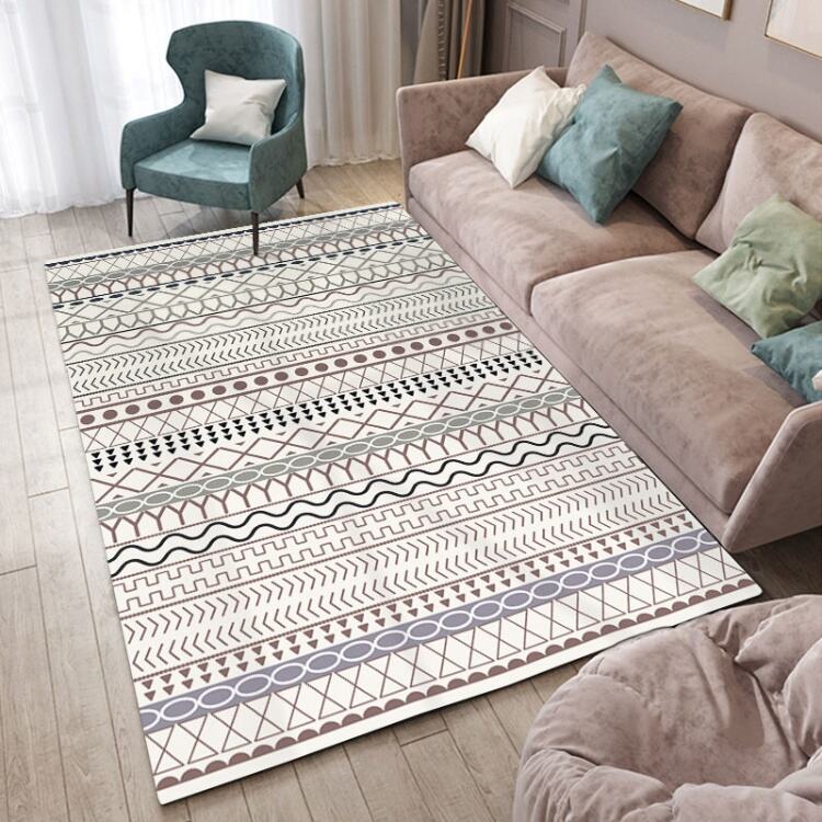 Custom Soft Persian-Style Living Room Rug - Anti-Slip, Machine Washable, Foldable Area Carpet for Home Decor