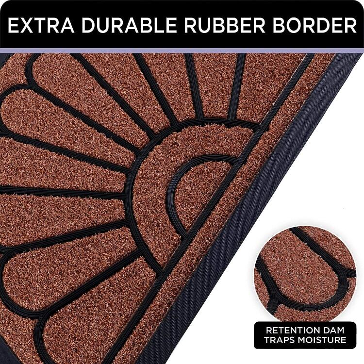 Heavy-Duty Low Profile Durable Rubber Door Mat - Outdoor Entryway Brown Semi-Circular Door Mat, Perfect for High Traffic Areas factory