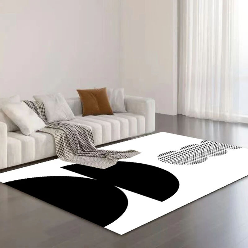 Black and White Striped Super-Microfiber Living Room Floor Mat - Modern Abstract Design, Non-Slip Door Mat and Rug, Ideal Floor Rugs for Entrance, Bedroom, and Coffee Table Mat manufacture