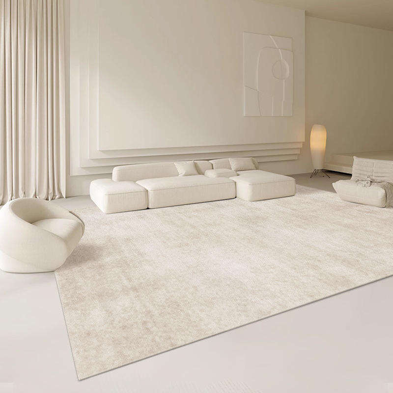  Nordic High-End Wool Living Room Carpet - Plain Color Whole White Bedroom Rug, Light Luxury Anti-Slip Area Carpets for Elegant Home Decor