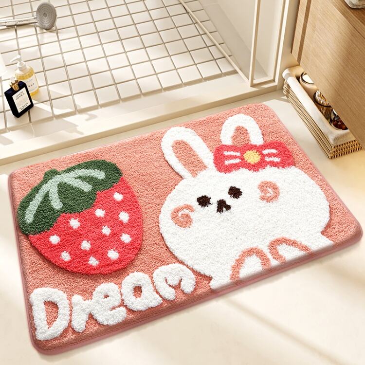 Custom-Made Cute Cartoon Rabbit Luxury Bath Mat - Plush Shaggy Microfiber Absorbent Rug for Bathroom and Living Room supplier