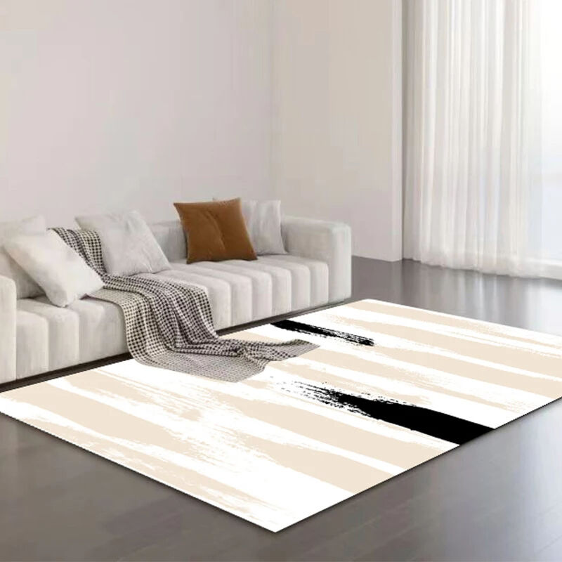 Black and White Striped Super-Microfiber Living Room Floor Mat - Modern Abstract Design, Non-Slip Door Mat and Rug, Ideal Floor Rugs for Entrance, Bedroom, and Coffee Table Mat manufacture