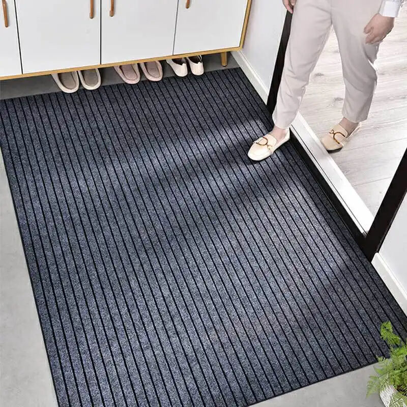 Double Striped PVC Super-Microfiber Door Mat - Non-Slip, Washable Entrance Floor Mat, Shoe Cleaning Rug for Home, Ideal for Bedroom, Living Room, and Entrance