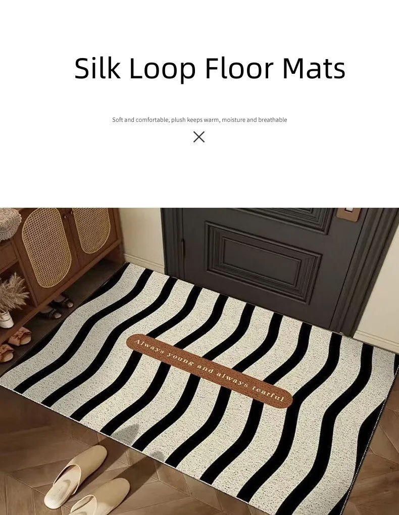 Modern Simple Super-Microfiber Door Mat - Anti-Slip, Flushable, Cuttable Silk Circle Floor Mat, Ideal for Entrance, Household, Bedroom, and Living Room supplier