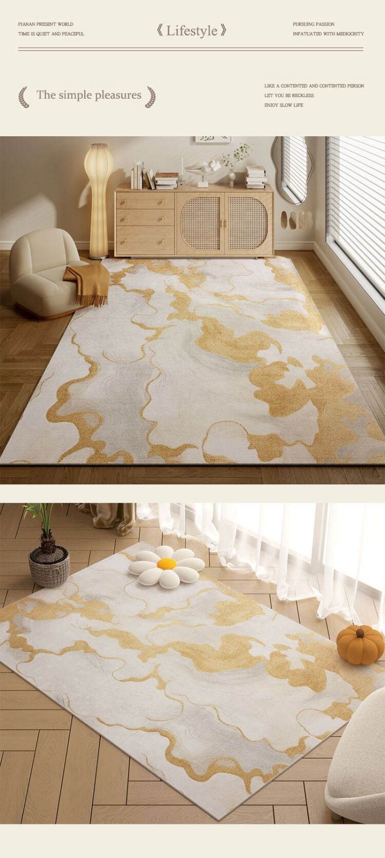 Luxury Faux Wool Area Rug - Soft Non-Slip Living Room Carpet, Large Bedroom Rug for Indoor Spaces, Suitable for Laundry and Dining Rooms factory