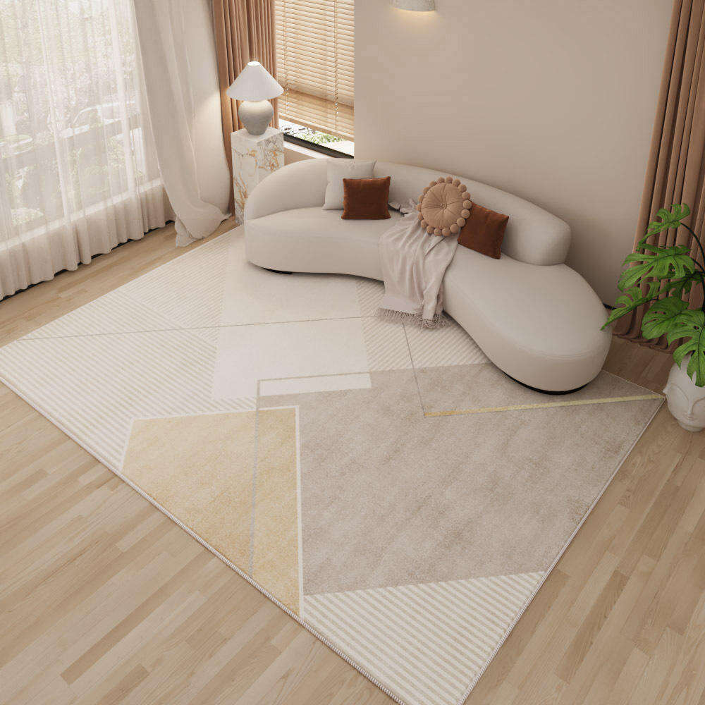 Abstract Modern 3D Large Living Room Carpet - Customizable Polyester Square Rugs, High-Quality Machine-Made Floor Coverings