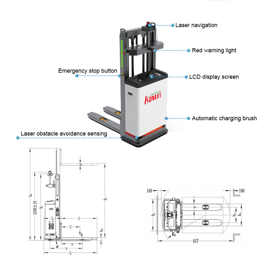 AGV Laser SLAM Car Automated Guided Vehicle Forklift 1500kg Load Capacity factory