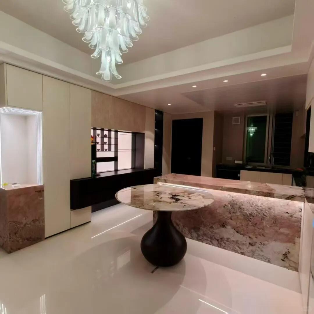 ستون بيرفيكت كوارتزيت باتاغونيا الوردي الشفاف الفاخر عالي الجودة للأعمال الخاصة بالفيلات الراقية