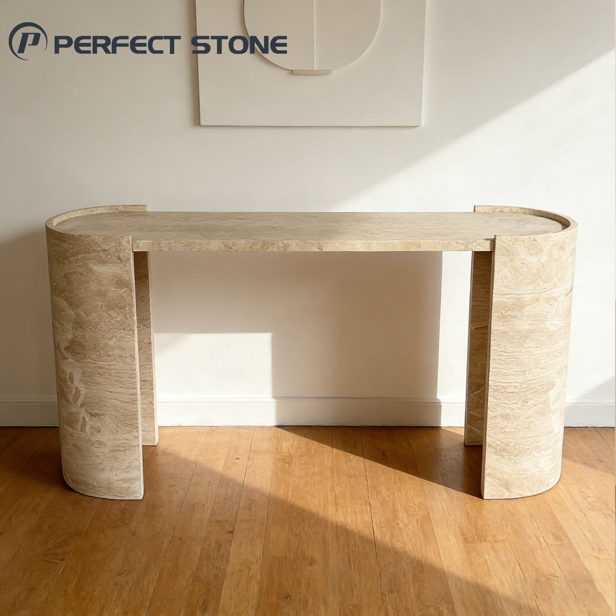 PerfectStone Luxury Natural Style Price Travertine Console Table For Interior Construction Project