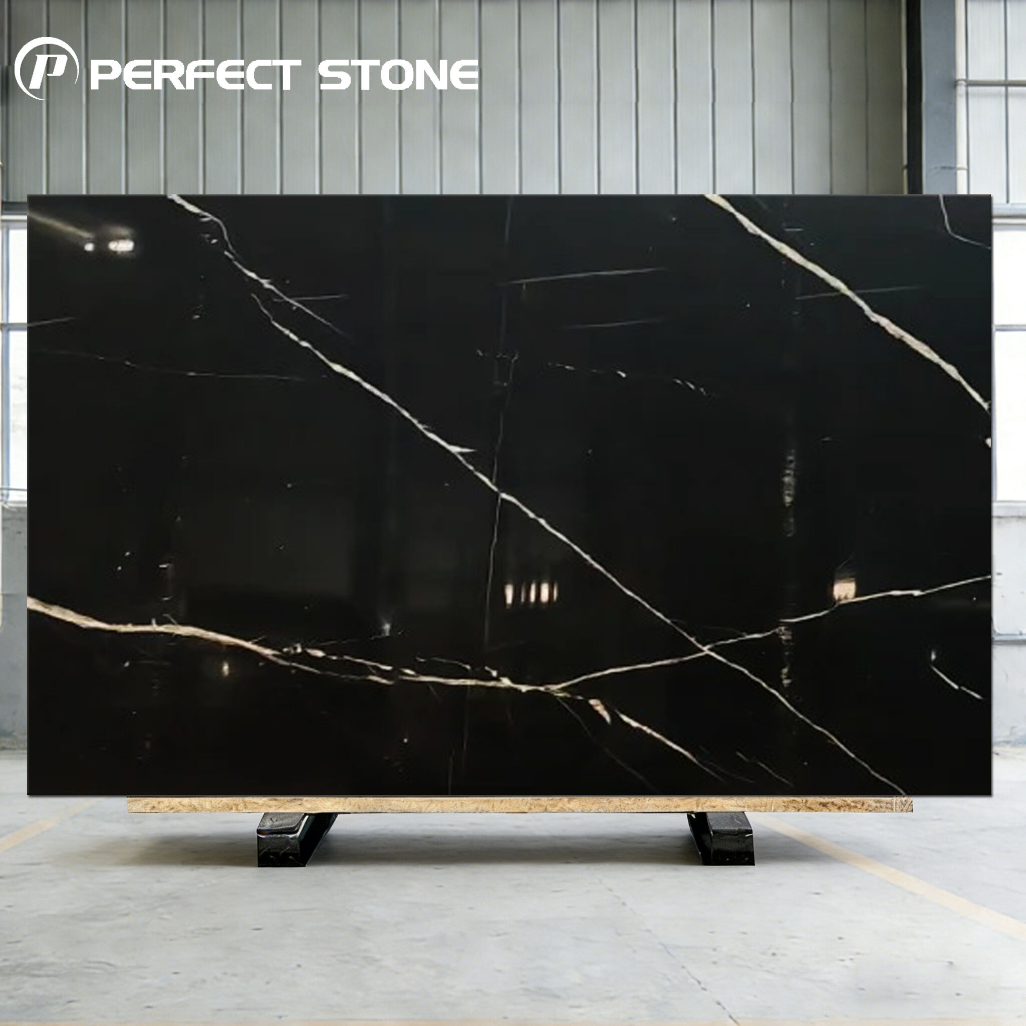 Bestu sölu Nero Marquina márbll með hálfmetnaðri skírri yfirliti fyrir speiðborðssett