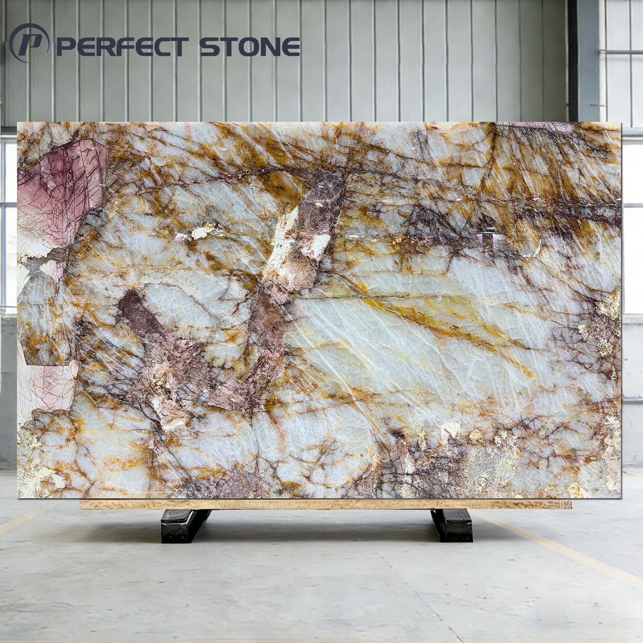 ستون بيرفيكت كوارتزيت باتاغونيا الوردي الشفاف الفاخر عالي الجودة للأعمال الخاصة بالفيلات الراقية