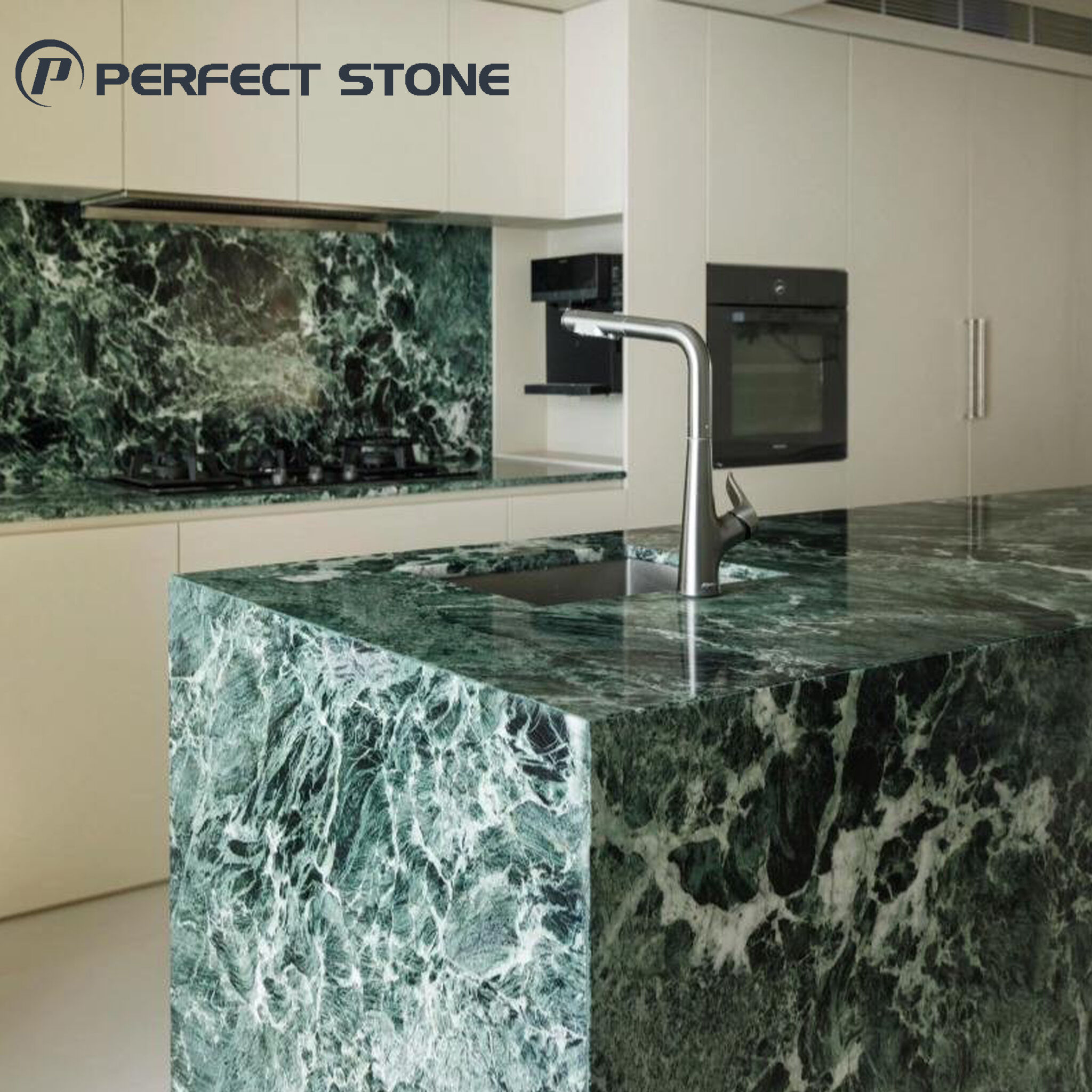 PerfectStone 100% Natural Green Marble Island for High-end for Villa Hotel Project