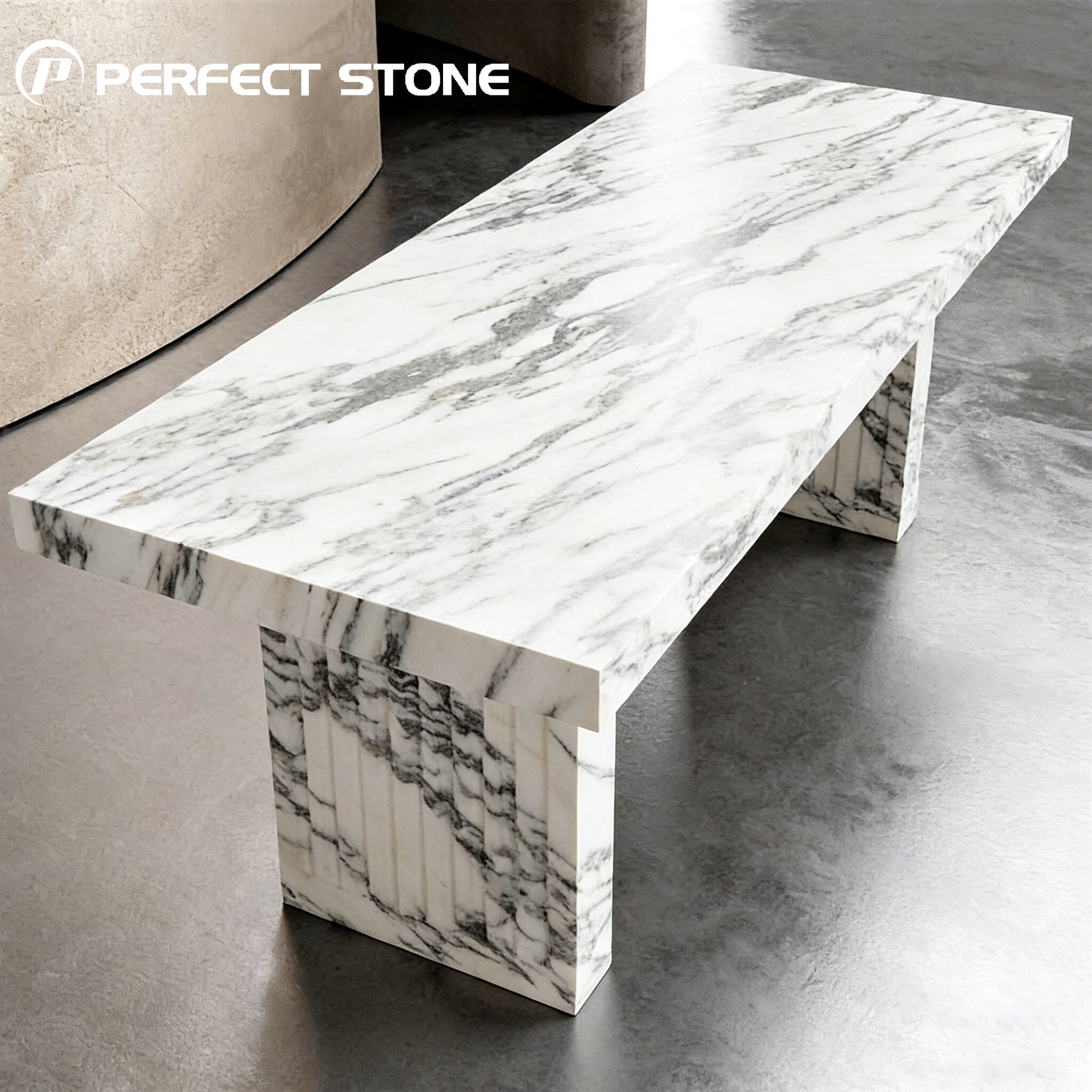 PerfectStone Wholesale Luxury Arabescato Marble Dining Table For High-end Villa Hotel Construction
