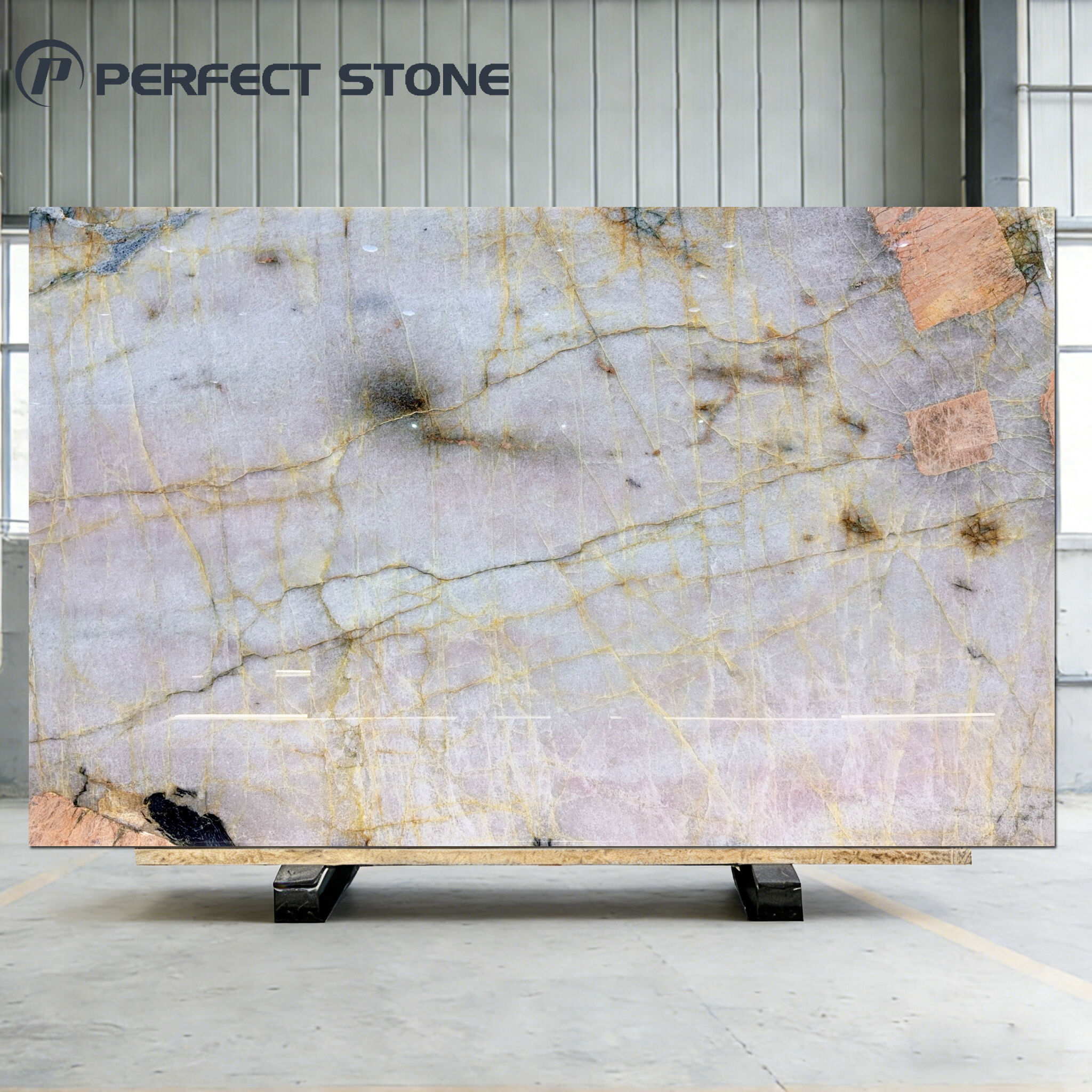 ستون بيرفيكت كوارتزيت باتاغونيا الوردي الشفاف الفاخر عالي الجودة للأعمال الخاصة بالفيلات الراقية